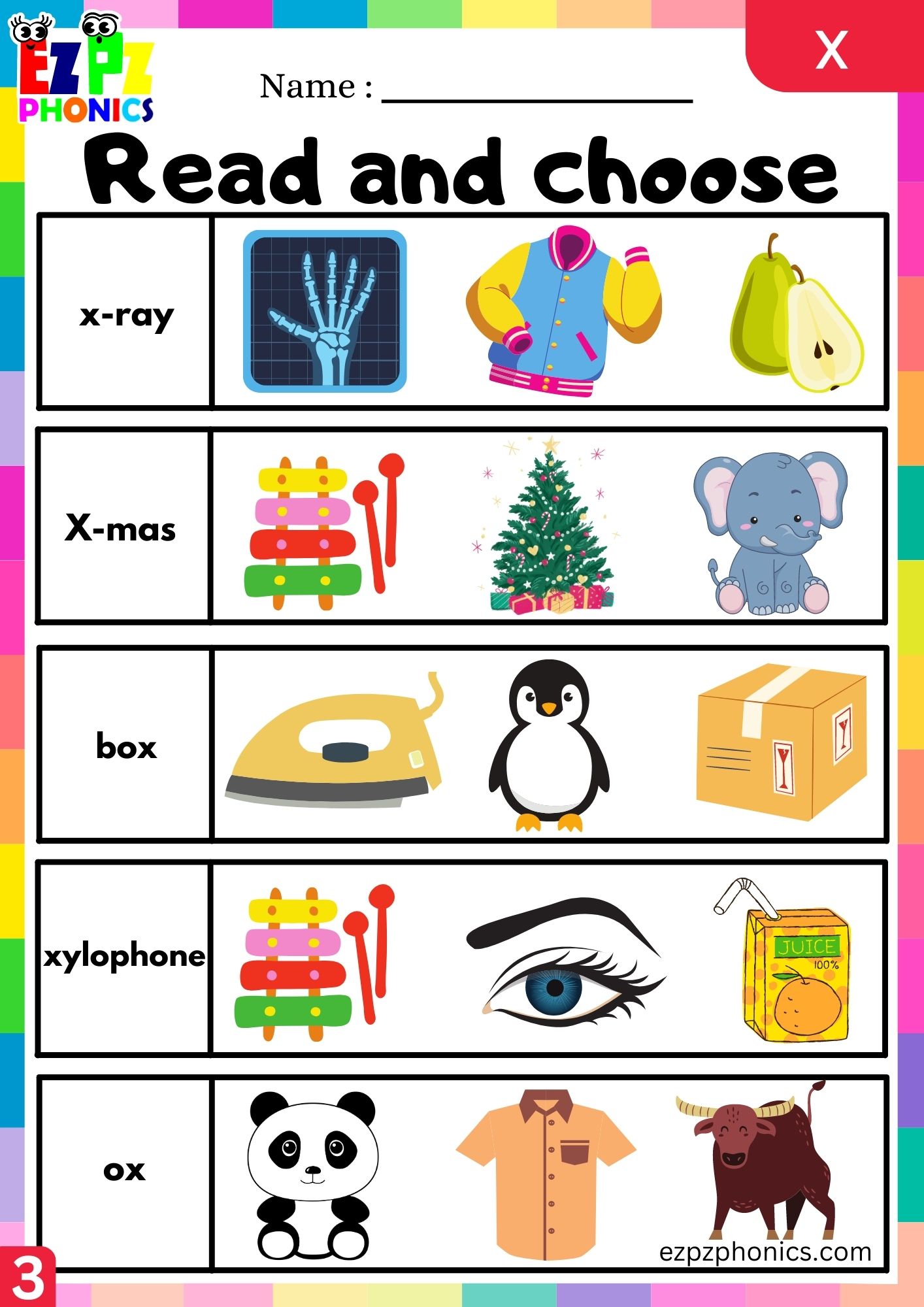 Letter x Read and Choose the Correct Images Group 3